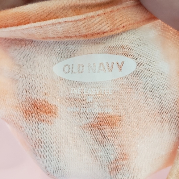 Old Navy The Easy Tee Medium Orange White Tie Dye Short Sleeve Shirt Palm Tree - Picture 4 of 6